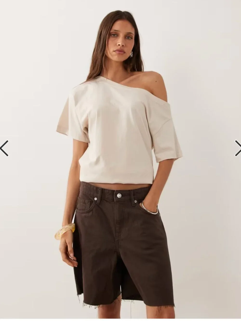 Mango 100% cotton denim shorts in chocolate brown size 8